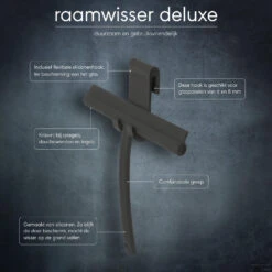 Raamwisser Sealskin Deluxe RVS 24 Cm Mat Zwart (incl. Flexibele Glashaak) -Sealkin Badkamermeubilair Winkel raamwisser zwart usp