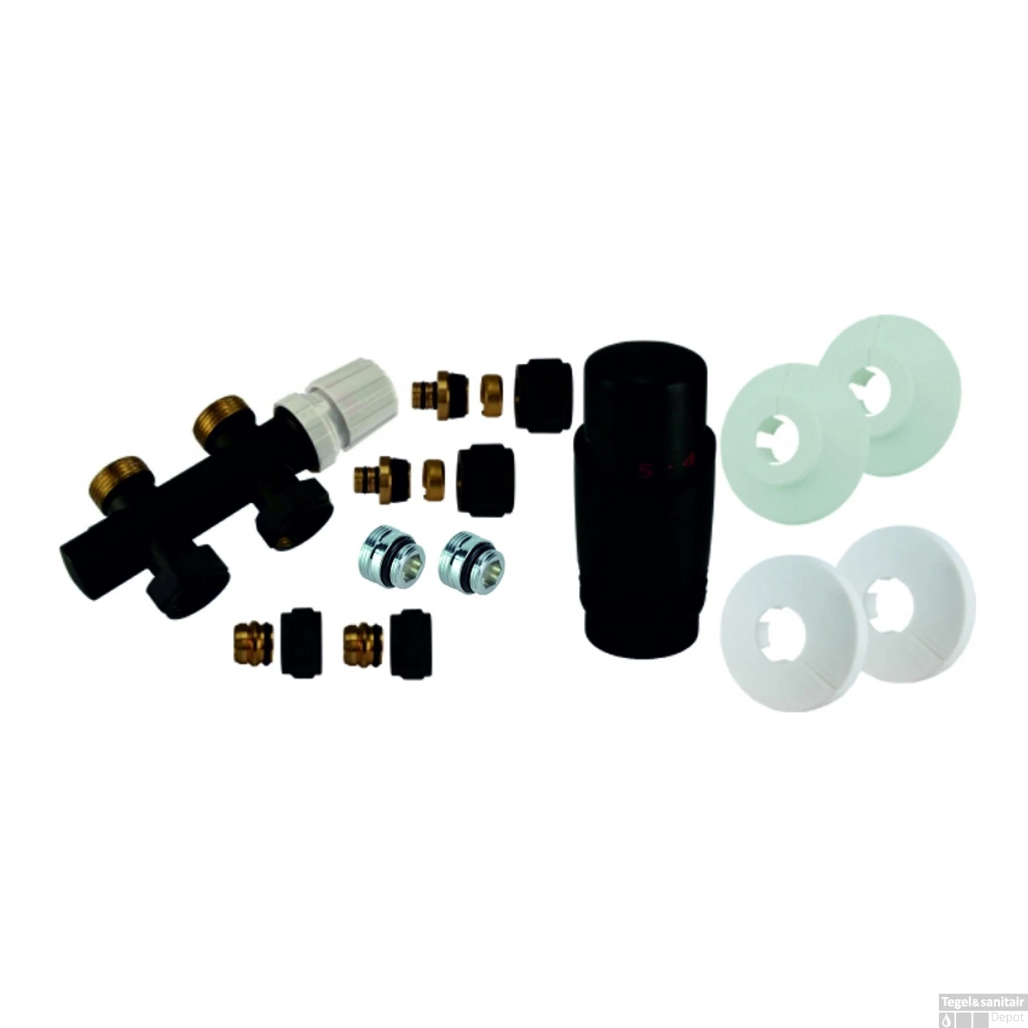 Radiator Onderblok Wiesbaden Recht Mat Zwart (Voor Midden Aansluiting) 2 Radiator Onderblok Wiesbaden Recht Mat Zwart (Voor Midden Aansluiting)