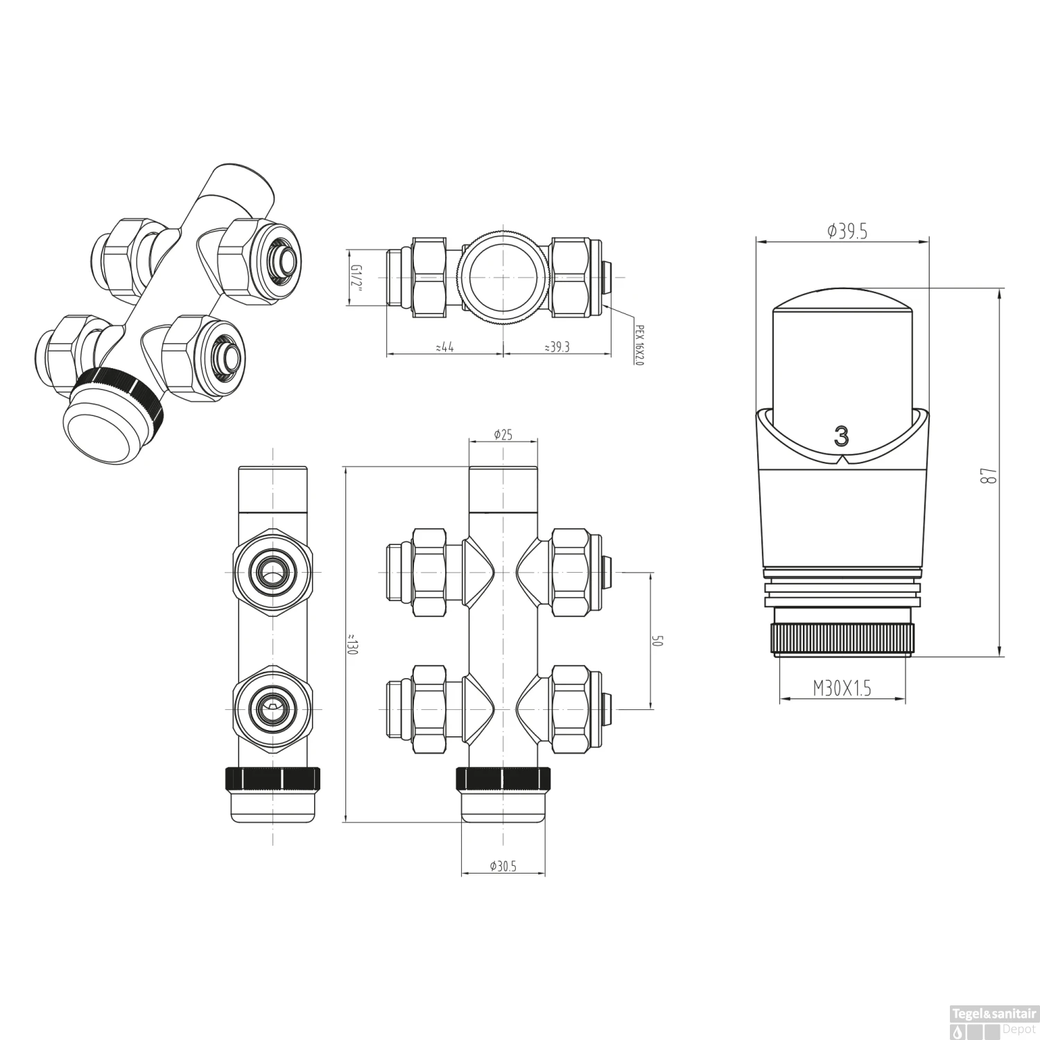 Radiatorkraan Onderblok Boss & Wessing Recht Chroom 4 Radiatorkraan Onderblok Boss & Wessing Recht Chroom - Afbeelding 2