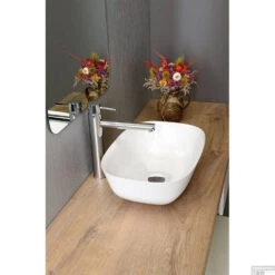 Waskom Opbouw Sapho Reiko Ovaal 46x32x15.2 Cm Cast Marble Wit -Sealkin Badkamermeubilair Winkel re460 waskom opbouw sapho reiko ovaal 46x32x15.2 cm marmer wit 4