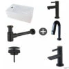 Fonteinpack Rhea XXS Links Keramiek 30.5x18x11 Cm Mat Zwart (Keuze Uit 4 Kranen) -Sealkin Badkamermeubilair Winkel rhea xxs links fontein 32.3498 set4
