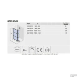 Inloopdouche Met Zijwand Riho Grid 140x200 Cm 6 Mm Helderglas Zwarte Profielen -Sealkin Badkamermeubilair Winkel riho grid gb402 1 1 1