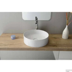 Waskom Sapho Storm Rond 40.5x12 Cm Keramiek Wit (incl Waste) -Sealkin Badkamermeubilair Winkel rm040 waskom sapho storm rond 40.5x12 cm keramiek wit incl waste 1