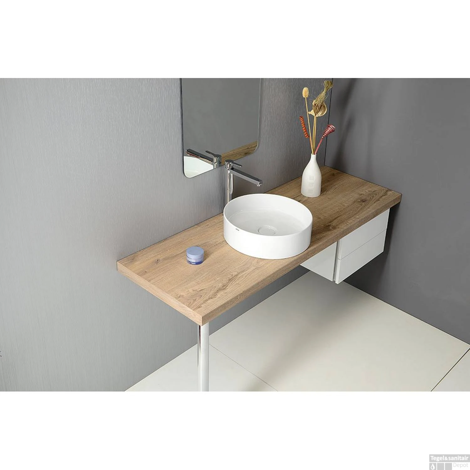 Waskom Sapho Storm Rond 40.5x12 Cm Keramiek Wit (incl Waste) - Afbeelding 2