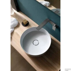 Waskom Sapho Storm Rond 40.5x12 Cm Keramiek Wit (incl Waste) -Sealkin Badkamermeubilair Winkel rm040 waskom sapho storm rond 40.5x12 cm keramiek wit incl waste 4