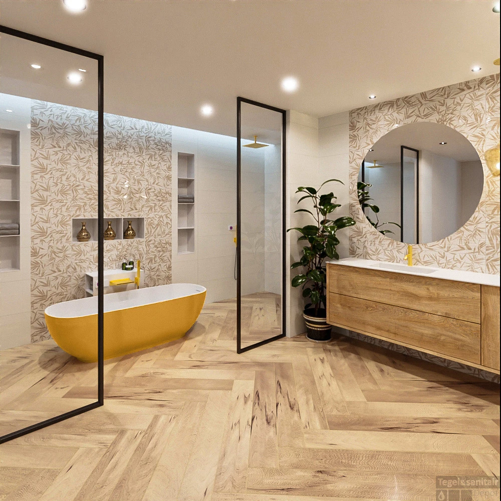 ROCK Vrijstaand Bad 170x70cm Kleur Ocher / Talc 4 ROCK Vrijstaand Bad 170x70cm Kleur Ocher / Talc - Afbeelding 2