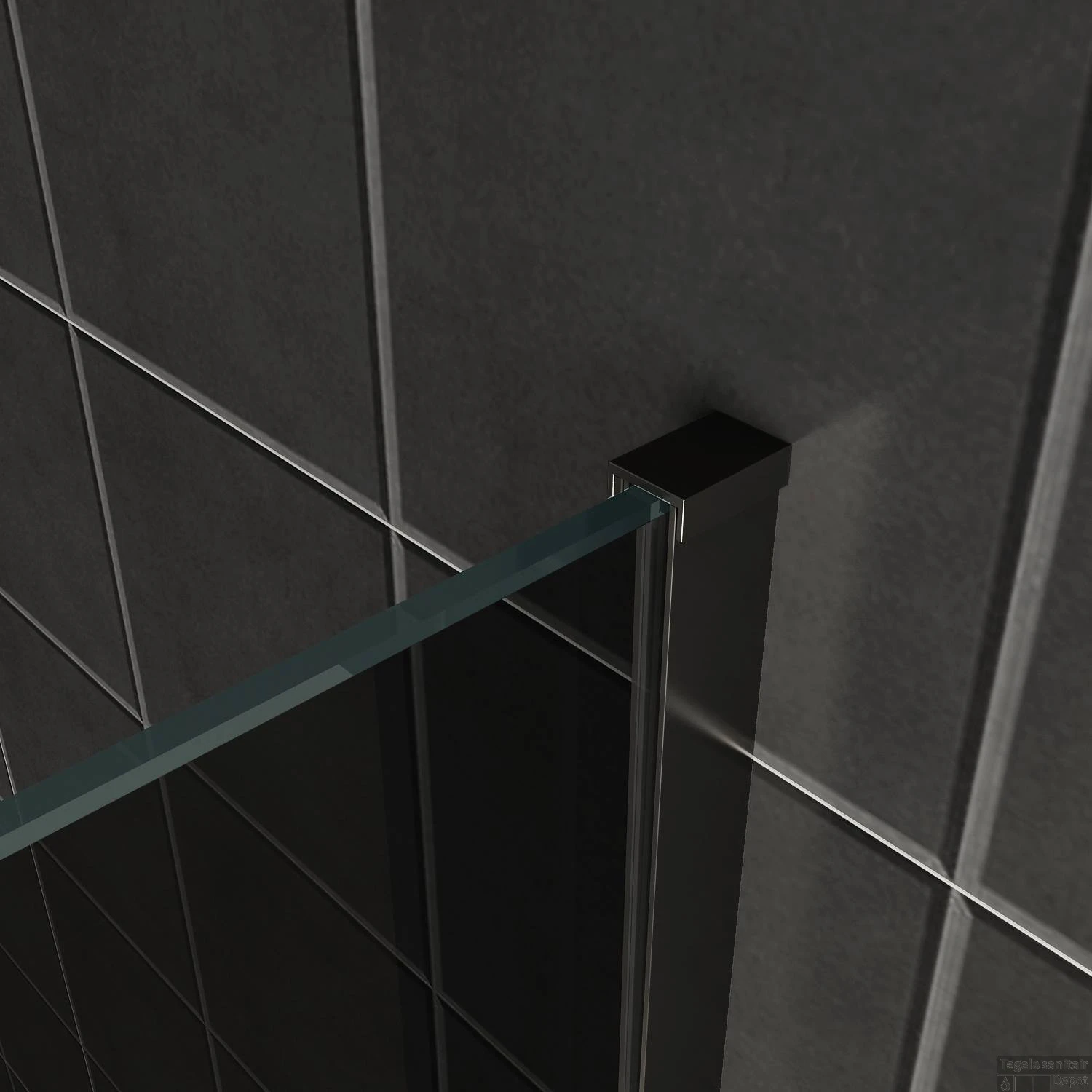 BWS Inloopdouche Pro Line Rookglas 120x200 8mm Nano Coating Mat Zwart Profiel En Stang 5 BWS Inloopdouche Pro Line Rookglas 120x200 8mm Nano Coating Mat Zwart Profiel En Stang - Afbeelding 3