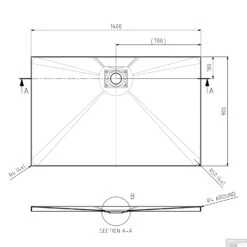 Sealskin Douchebak Rose Rechthoek Inbouw Zonder Antislip 140x90 Cm Wit -Sealkin Badkamermeubilair Winkel rose showertray 140x90 tech 1