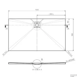 Sealskin Douchebak Rose Rechthoek Inbouw Zonder Antislip 160x90 Cm Wit -Sealkin Badkamermeubilair Winkel rose showertray 160x90 tech 1