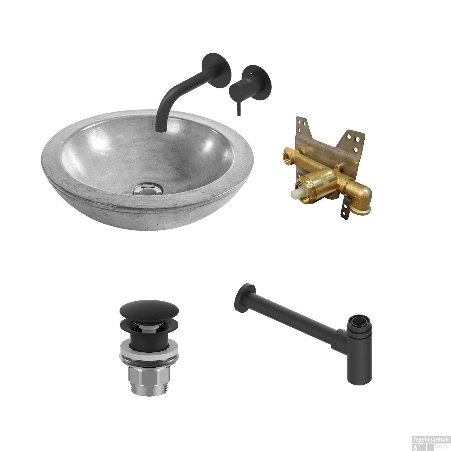 Salenzi Waskomset Beton Mat Grijs (Keuze Uit 4 Vormen) 4 Salenzi Waskomset Beton Mat Grijs (Keuze Uit 4 Vormen) - Afbeelding 2