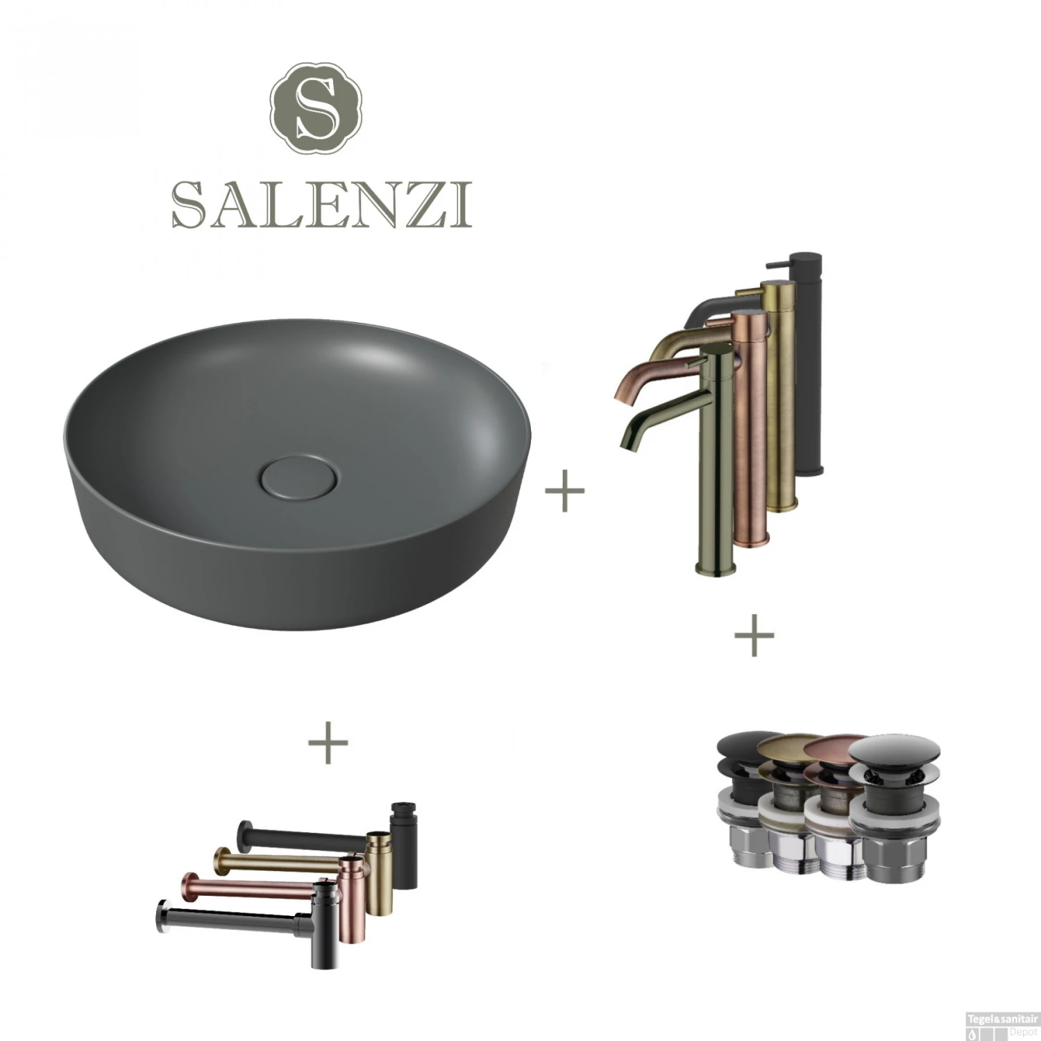 Salenzi Waskomset Form 45x12 Cm Incl Hoge Kraan Mat Antraciet (Keuze Uit 4 Kleuren Kranen) 3 Salenzi Waskomset Form 45x12 Cm Incl Hoge Kraan Mat Antraciet (Keuze Uit 4 Kleuren Kranen)