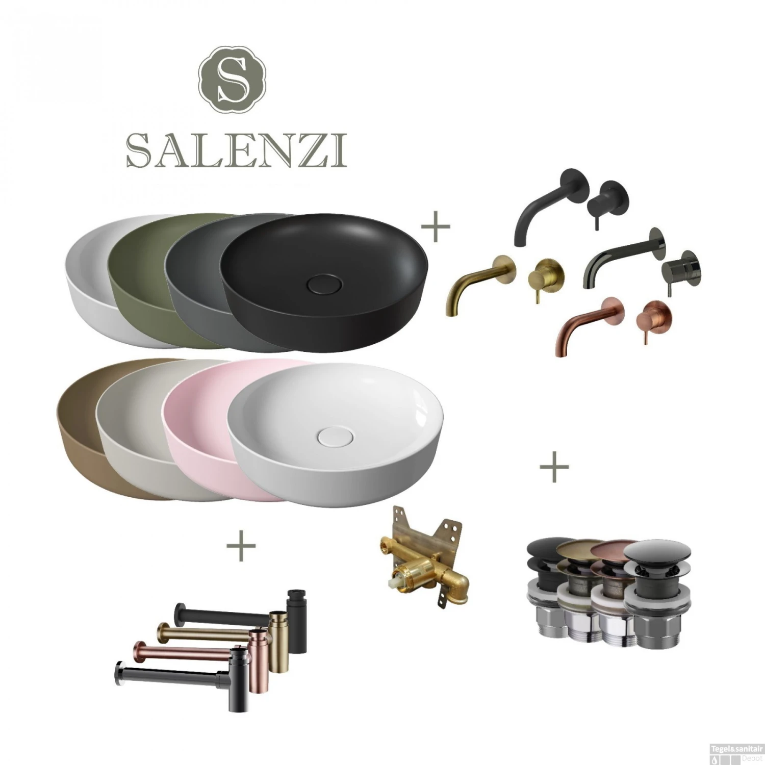 Salenzi Waskomset Form 45x12 Cm (Keuze Uit 8 Kleuren) 3 Salenzi Waskomset Form 45x12 Cm (Keuze Uit 8 Kleuren)