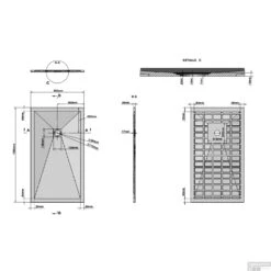 Douchetub Sanimar Sanistone 160 X 90 Cm Zwart -Sealkin Badkamermeubilair Winkel sanistone 160x90 tech 2