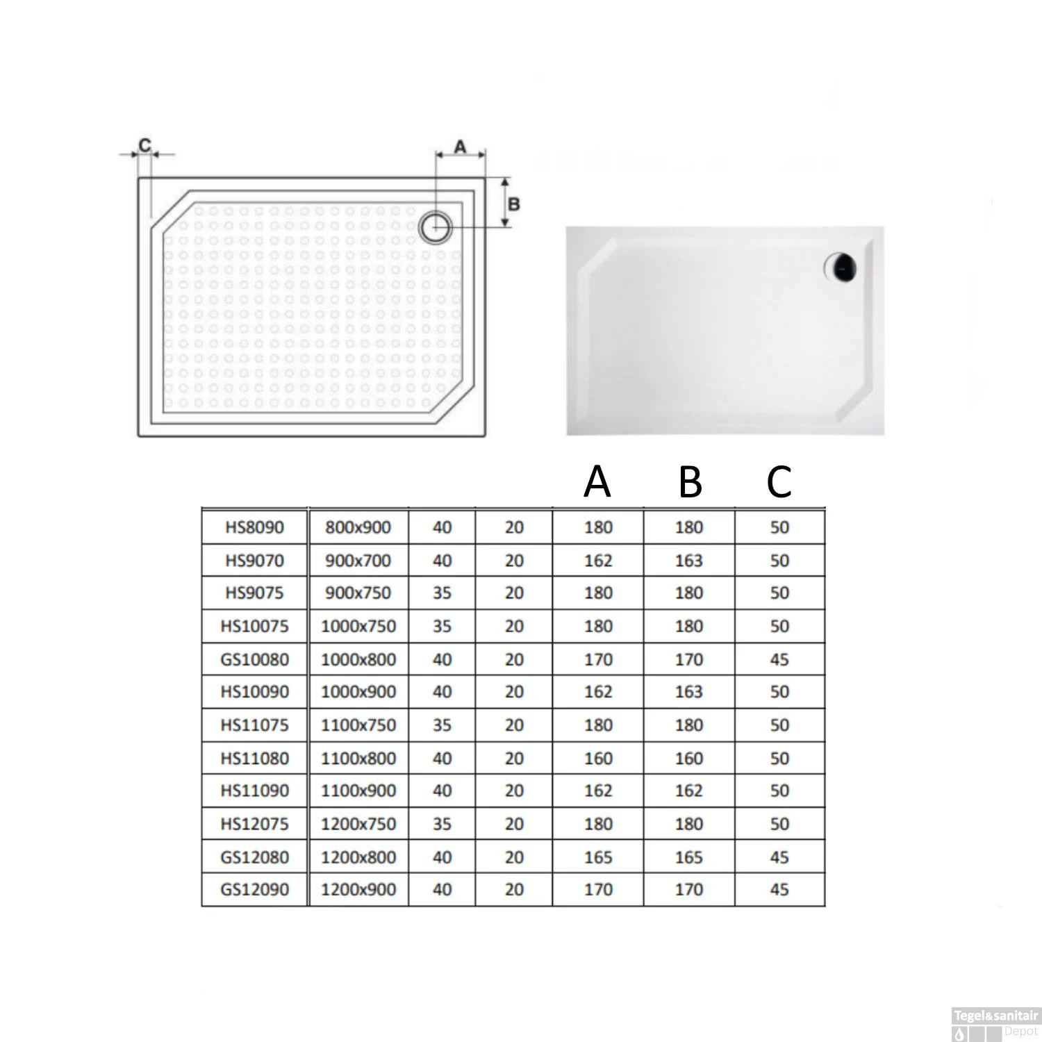 Douchebak Gegoten Marmer Sapho Sara 100x80x4 Cm Rechthoek Wit 4 Douchebak Gegoten Marmer Sapho Sara 100x80x4 Cm Rechthoek Wit - Afbeelding 2