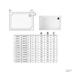Douchebak Gegoten Marmer Sapho Sara 120x80x4 Cm Rechthoek Wit -Sealkin Badkamermeubilair Winkel sara t.t 6