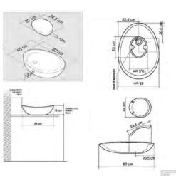 Waskom Cipi Saturn Titanio 62x45x13cm Porselein Grijs -Sealkin Badkamermeubilair Winkel saturn tortora tec
