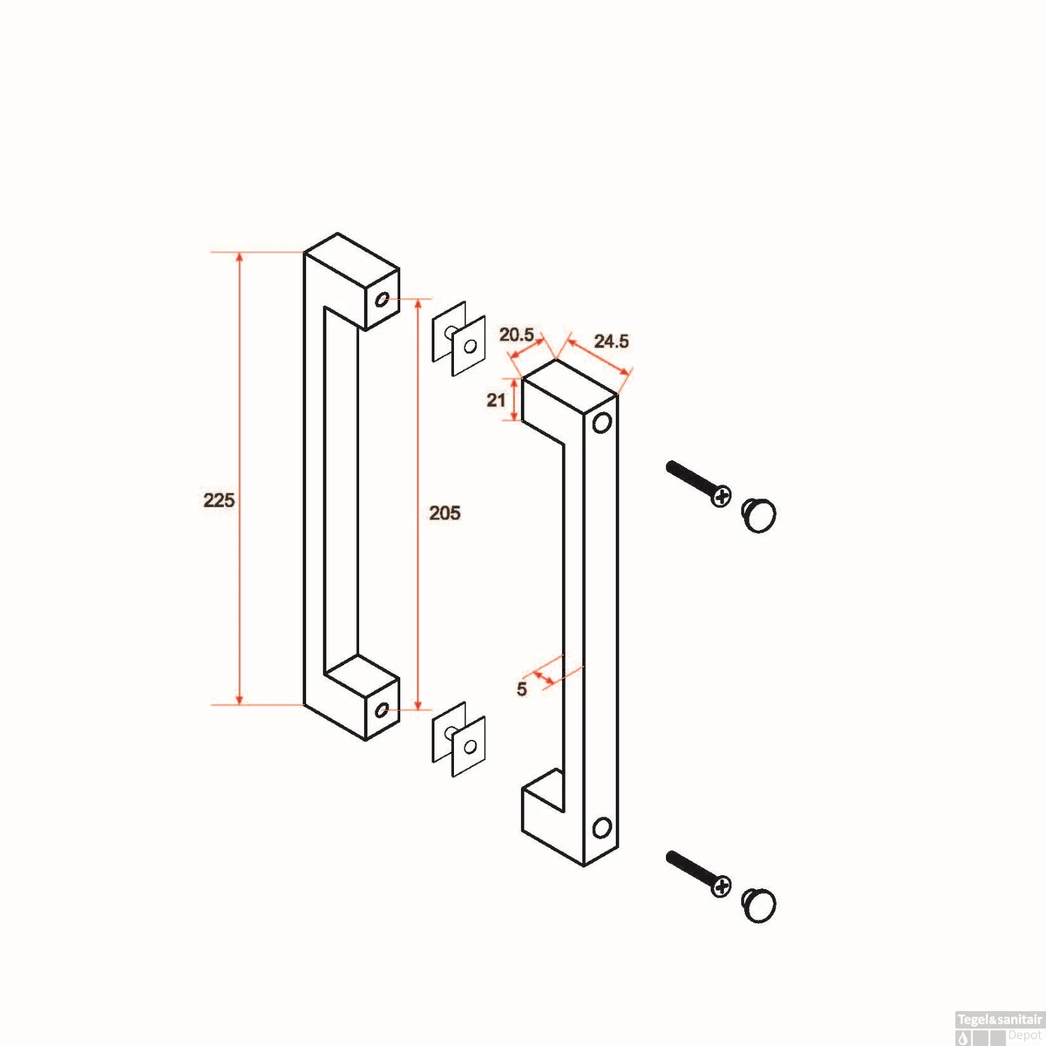 Scharnierset + Hendel Tbv Nisdeur Wiesbaden Zonder Profiel Chroom 5 Scharnierset + Hendel Tbv Nisdeur Wiesbaden Zonder Profiel Chroom - Afbeelding 3