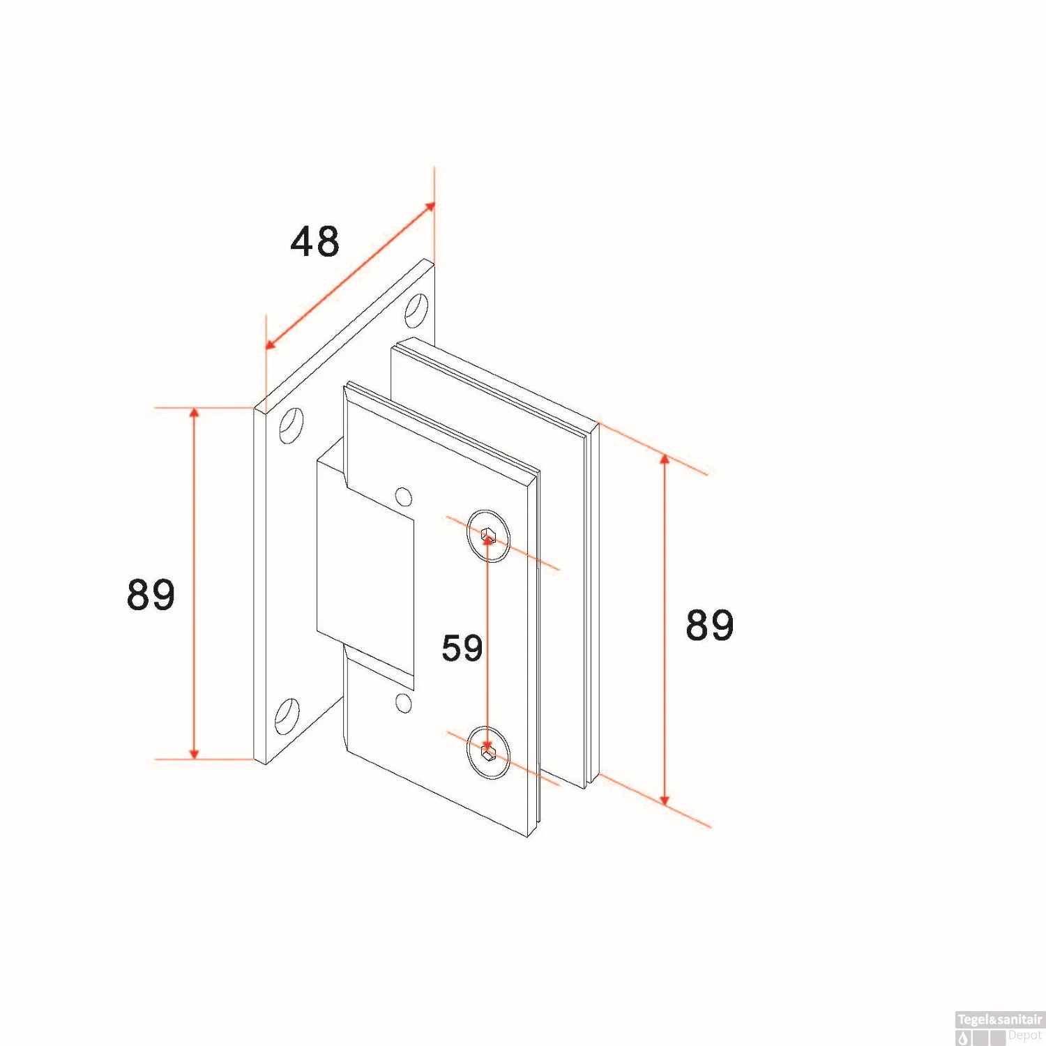 Scharnierset + Hendel Tbv Nisdeur Wiesbaden Zonder Profiel Chroom 4 Scharnierset + Hendel Tbv Nisdeur Wiesbaden Zonder Profiel Chroom - Afbeelding 2