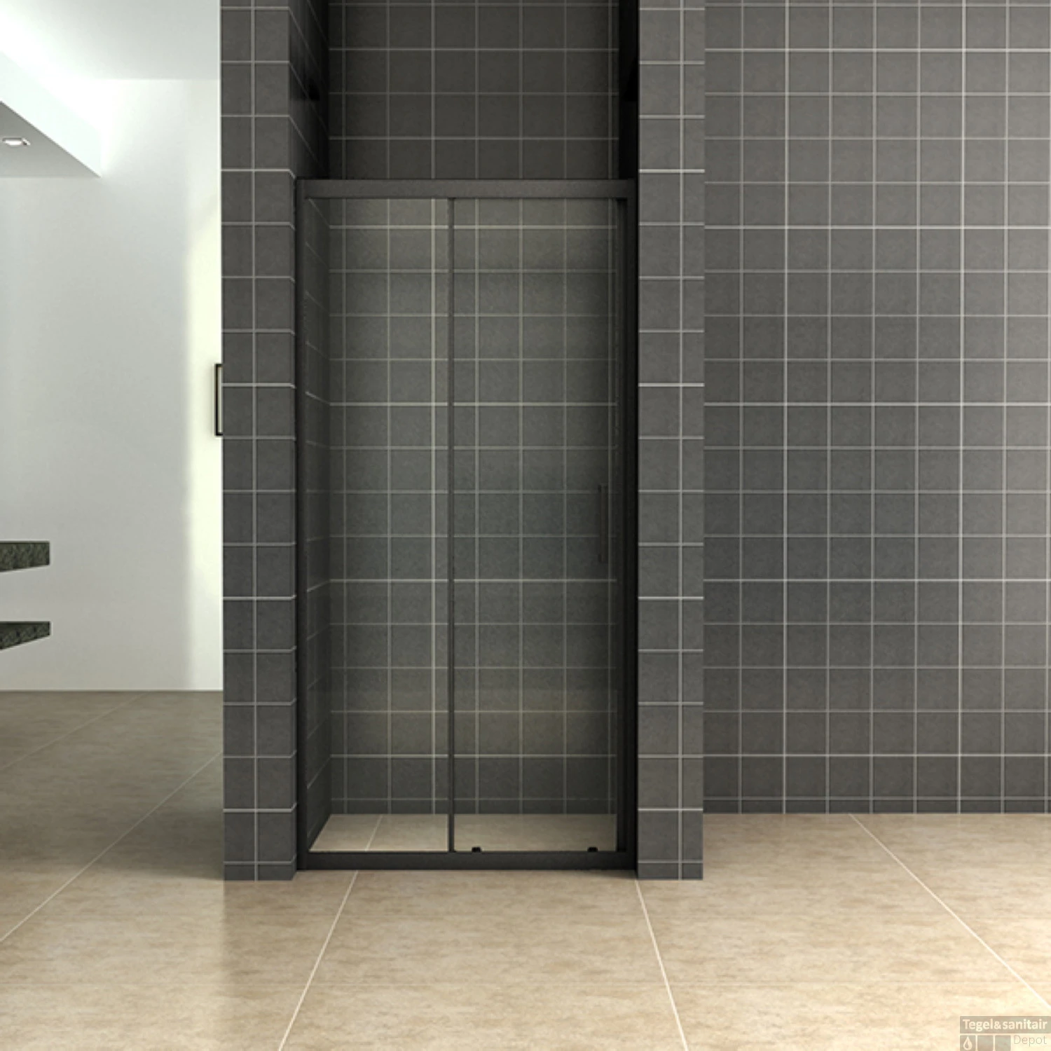 Schuifdeur Boss & Wessing Vidrios Douchedeur 110x200 Cm 8 Mm NANO Mat Zwart