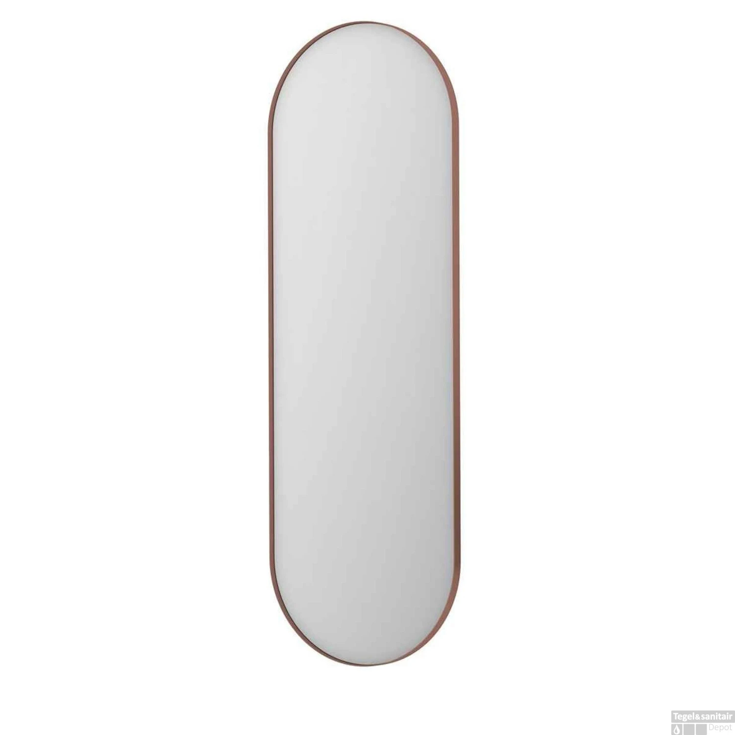 Spiegel Ink SP20 Ovaal In Stalen Kader 60 X 4 X 180 Cm Geborsteld Koper