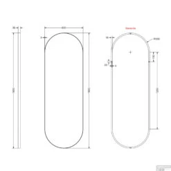 Sealkin Badkamermeubilair Winkel -Sealkin Badkamermeubilair Winkel spiegel ink sp20 ovaal in stalen kader 60 x 4 x 180 cm geborsteld koper tech