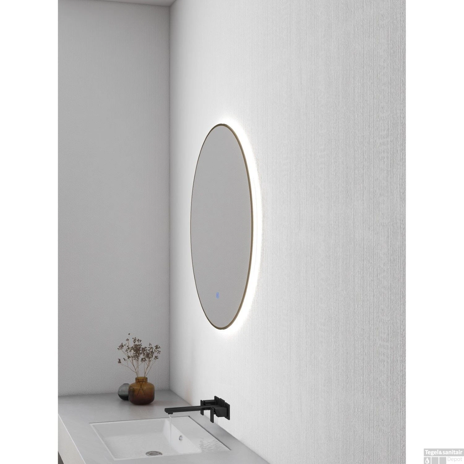 Ronde Spiegel Wiesbaden Novi Met LED, Dimbaar 100 Cm Geborsteld Messing 6 Ronde Spiegel Wiesbaden Novi Met LED, Dimbaar 100 Cm Geborsteld Messing - Afbeelding 4