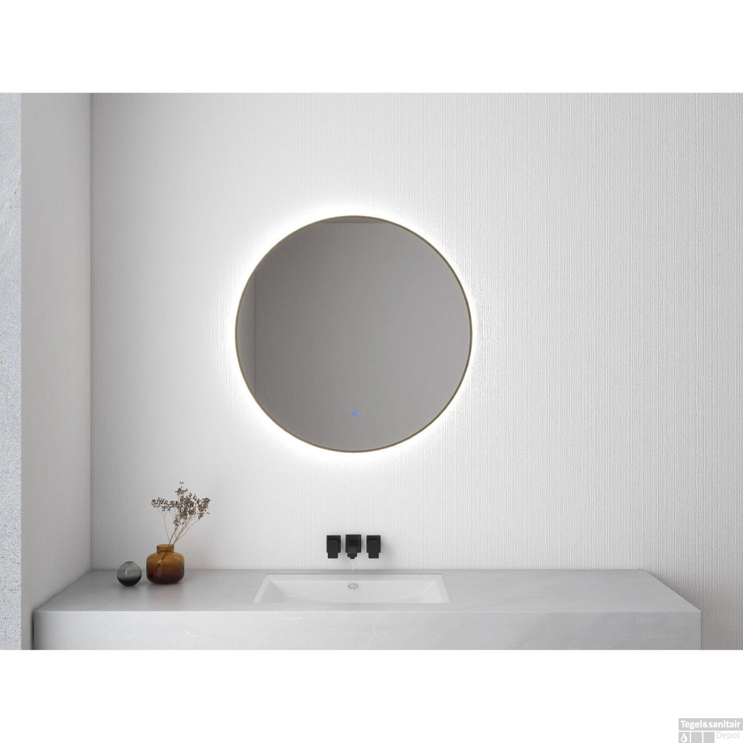 Ronde Spiegel Wiesbaden Novi Met LED, Dimbaar 100 Cm Geborsteld Messing 5 Ronde Spiegel Wiesbaden Novi Met LED, Dimbaar 100 Cm Geborsteld Messing - Afbeelding 3