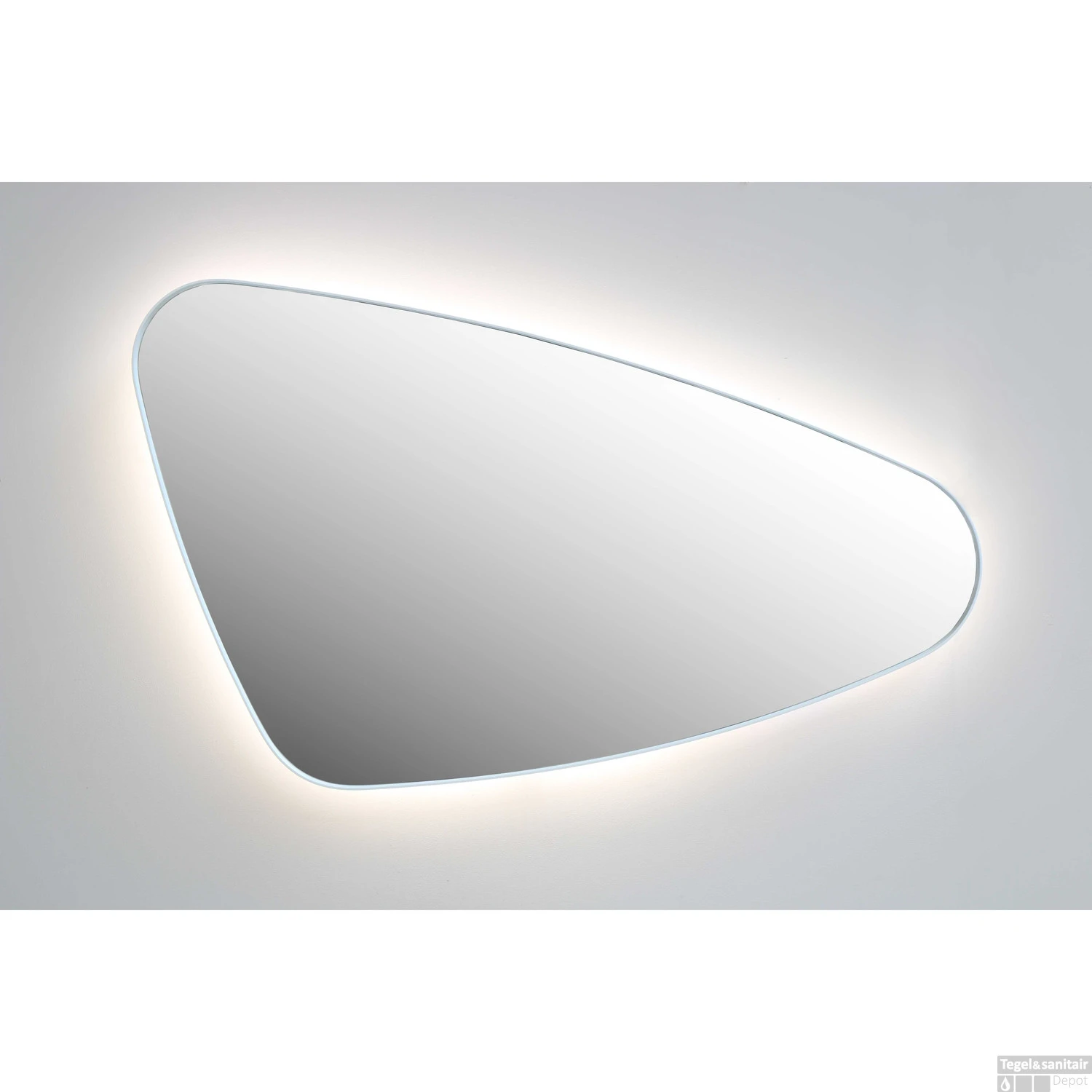 Spiegel Organisch INK SP23 80x50 Cm Met Verlichting En Spiegelverwarming Links Geborsteld Koper