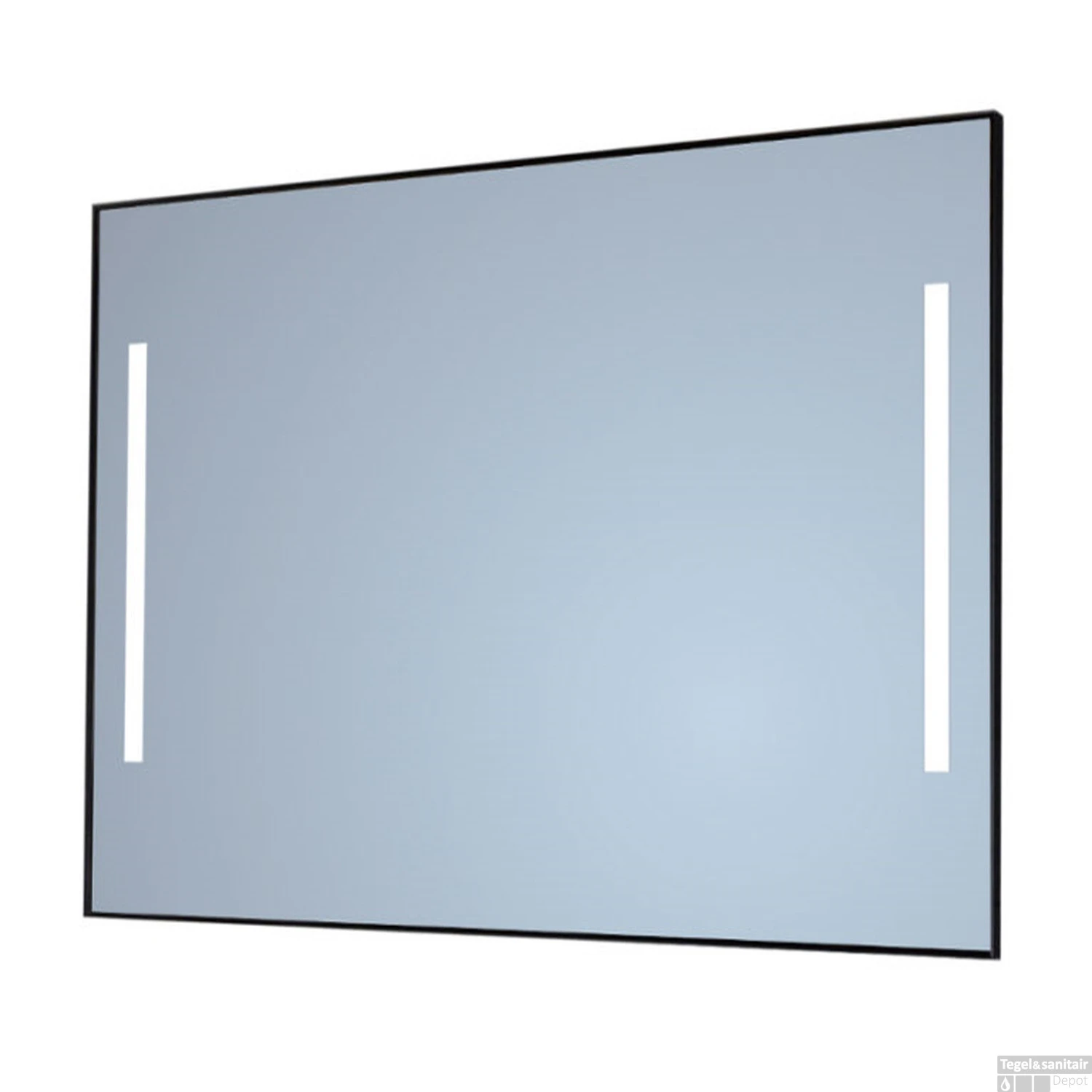 Spiegel Sanicare Q-Mirrors 85x70 Cm Vierkant Met Links & Rechts LED Cold White, Omlijsting Mat Zwart Incl. Ophangmateriaal Zonder Schakelaar