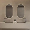 Spiegelcombinatie Boss & Wessing 2x Thyreos 50x100cm Ovaal Met Rand Mat Zwart LED Verlichting & Geïntegreerde Spiegelverwarming