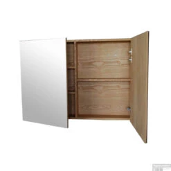 Spiegelkast Sanilux Wood 80x70x16cm Massief Eiken Softclose 3 Legplanken -Sealkin Badkamermeubilair Winkel spiegelkast sanilux wood teakhout 80x70x16 34080 2