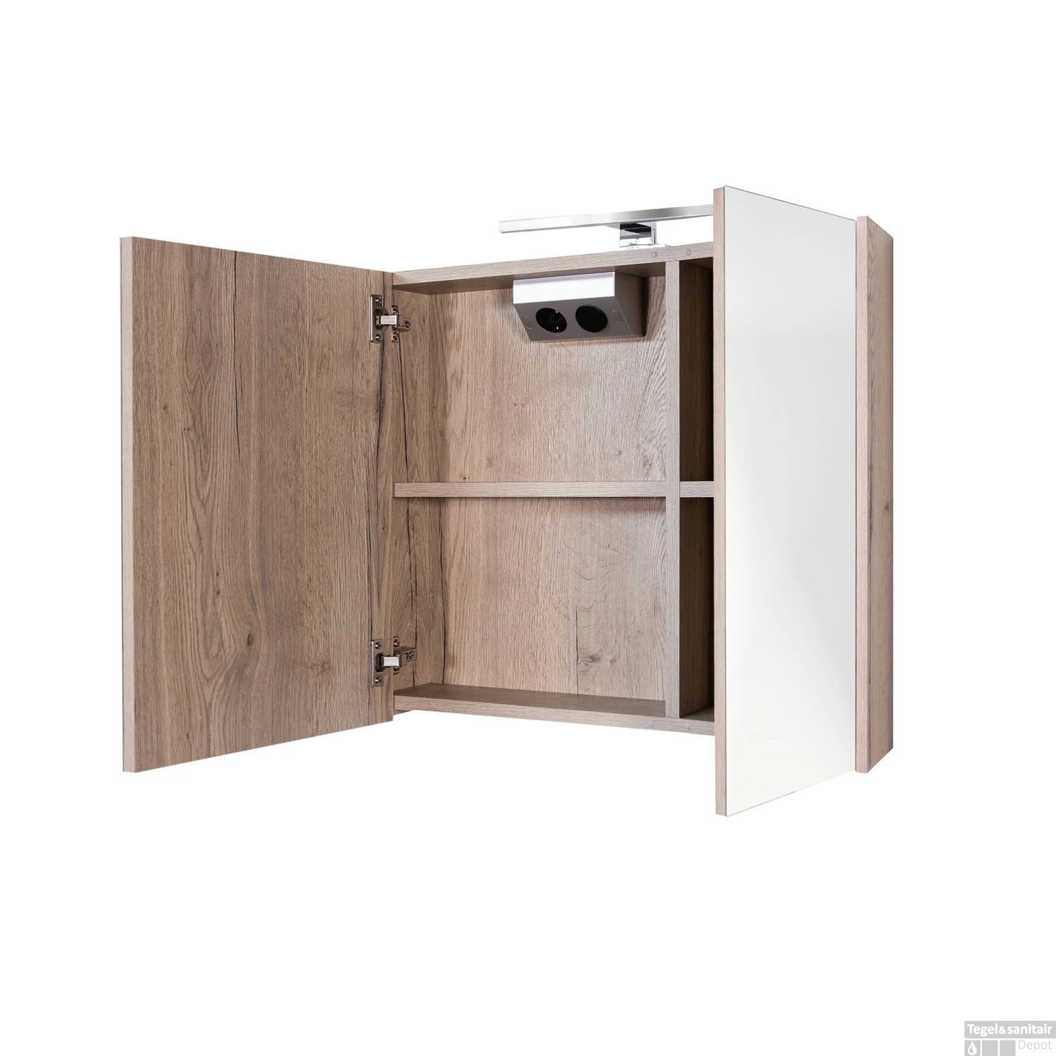 Spiegelkast Best Design Happy Halifax Incl. LED Verlichting 60x60 Cm Eiken - Afbeelding 3