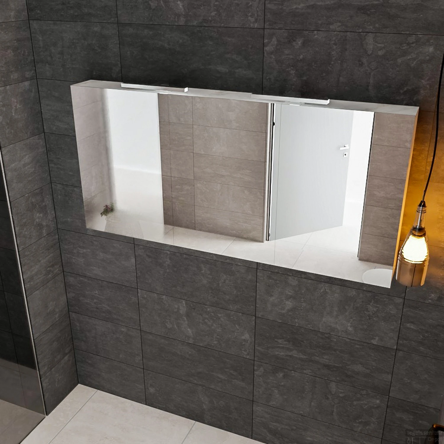 Spiegelkast BWS Valencia 150x70x16 Cm Met Twee Deuren Carrara Mat 4 Spiegelkast BWS Valencia 150x70x16 Cm Met Twee Deuren Carrara Mat - Afbeelding 2