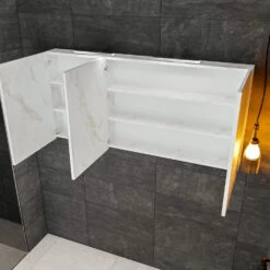 Spiegelkast BWS Valencia 150x70x16 Cm Met Twee Deuren Carrara Mat 10 Spiegelkast BWS Valencia 150x70x16 Cm Met Twee Deuren Carrara Mat -Sealkin Badkamermeubilair Winkel spiegelkast bws valencia 150x70 carrara mat detail2