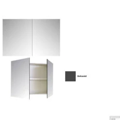 Spiegelkast Sanicare Qlassics 100 Cm 2 Deuren Antraciet -Sealkin Badkamermeubilair Winkel spiegelkast sanicare qlassics 100 cm 2 deuren antraciet detail2