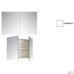 Spiegelkast Sanicare Qlassics 100 Cm 2 Deuren Hoogglans Wit -Sealkin Badkamermeubilair Winkel spiegelkast sanicare qlassics 100 cm 2 deuren hoogglans wit detail1