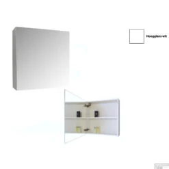 Spiegelkast Sanicare Qlassics 60 Cm 1 Deur Hoogglans Wit -Sealkin Badkamermeubilair Winkel spiegelkast sanicare qlassics 60 cm 1 deur hoogglans wit detail1