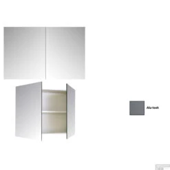 Spiegelkast Sanicare Qlassics 80 Cm 2 Deuren Alu-Look -Sealkin Badkamermeubilair Winkel spiegelkast sanicare qlassics 80 cm 2 deuren alu look detail