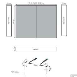 Spiegelkast Sanicare Qlassics 80 Cm 2 Deuren Alu-Look -Sealkin Badkamermeubilair Winkel spiegelkast sanicare qlassics 80 cm 2 deuren alu look tech
