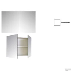 Spiegelkast Sanicare Qlassics 80 Cm 2 Deuren Hoogglans Wit -Sealkin Badkamermeubilair Winkel spiegelkast sanicare qlassics 80 cm 2 deuren hoogglans wit detail1