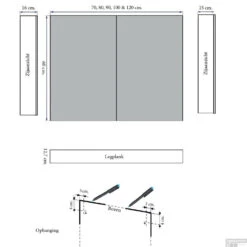 Spiegelkast Sanicare Qlassics 90 Cm 2 Deuren Truffel-Eiken -Sealkin Badkamermeubilair Winkel spiegelkast sanicare qlassics 90 cm 2 deuren truffel eiken tech 1