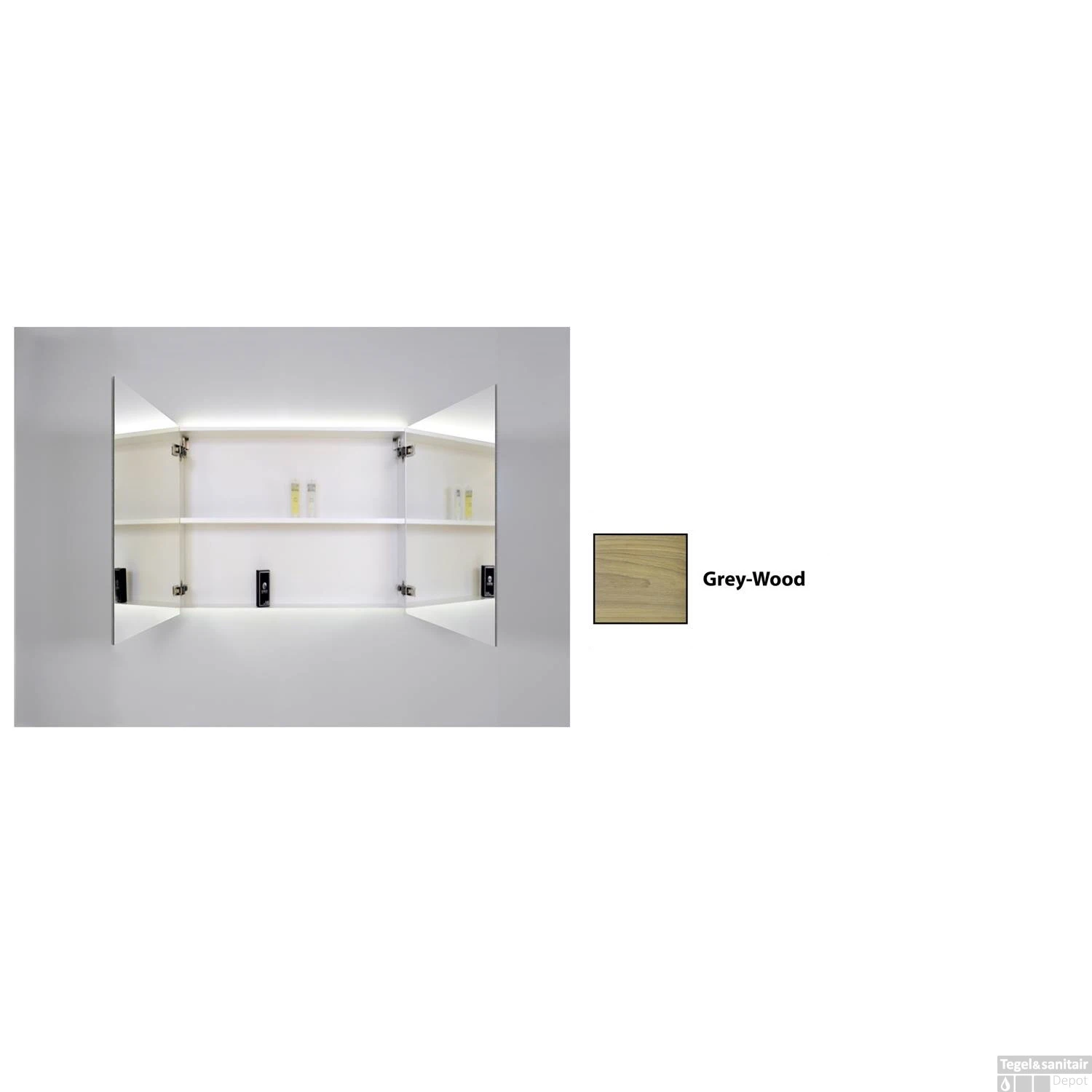 Spiegelkast Sanicare Qlassics Ambiance 120 Cm 2 Deuren Grey-Wood 5 Spiegelkast Sanicare Qlassics Ambiance 120 Cm 2 Deuren Grey-Wood - Afbeelding 3