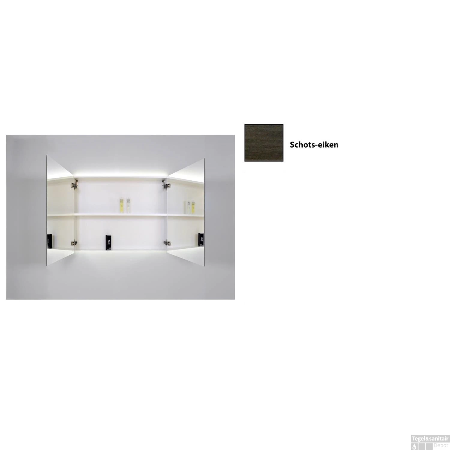 Spiegelkast Sanicare Qlassics Ambiance 120 Cm 2 Deuren Schots-Eiken 5 Spiegelkast Sanicare Qlassics Ambiance 120 Cm 2 Deuren Schots-Eiken - Afbeelding 3