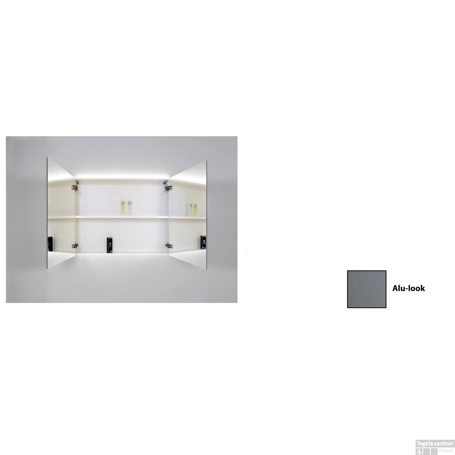 Spiegelkast Sanicare Qlassics Ambiance 70 Cm 2 Deuren Alu-Look 6 Spiegelkast Sanicare Qlassics Ambiance 70 Cm 2 Deuren Alu-Look - Afbeelding 4