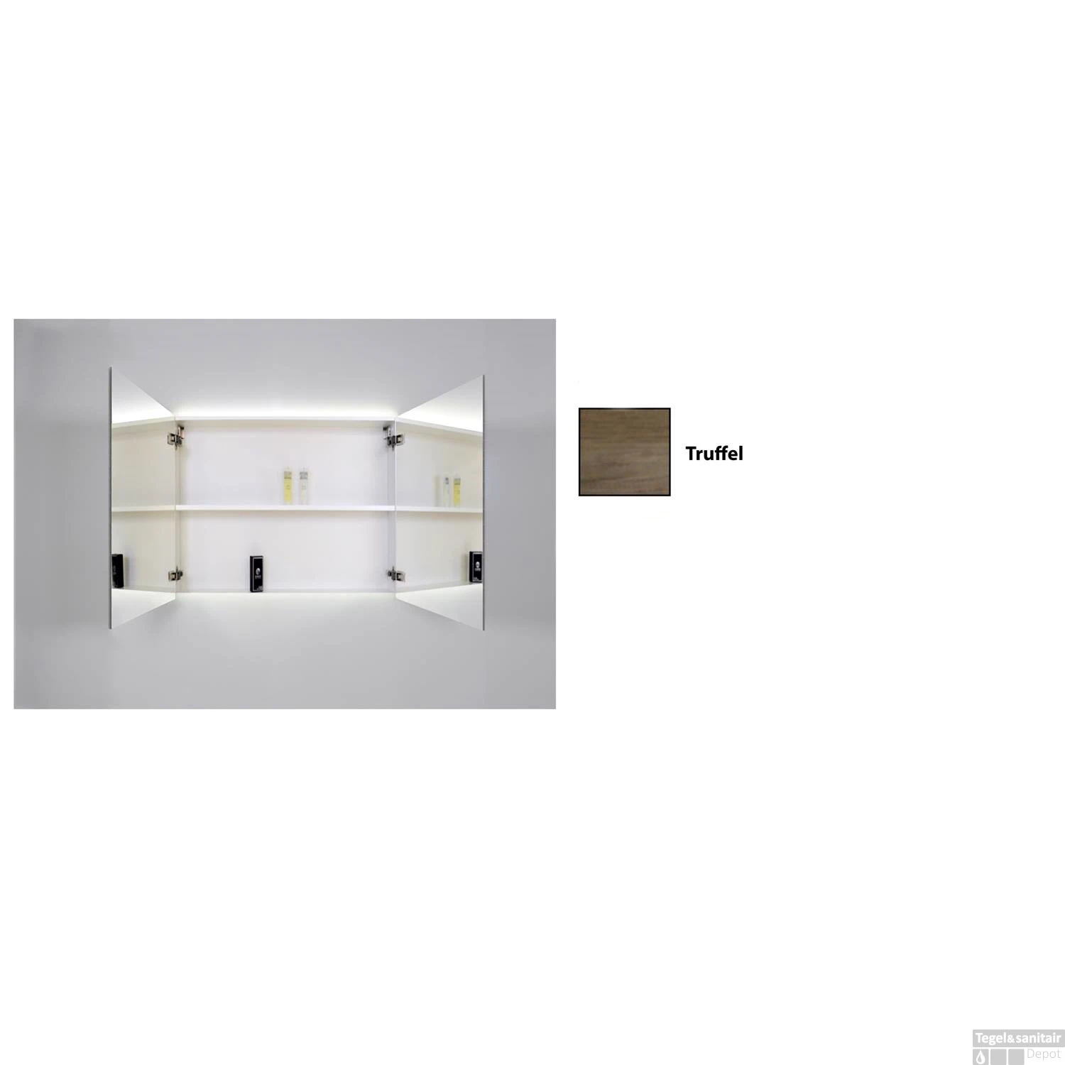 Spiegelkast Sanicare Qlassics Ambiance 70 Cm 2 Deuren Truffel 5 Spiegelkast Sanicare Qlassics Ambiance 70 Cm 2 Deuren Truffel - Afbeelding 3