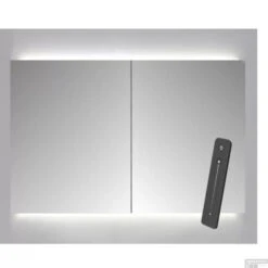 Spiegelkast Sanicare Qlassics Ambiance 80x60 Cm Met Dubbelzijdige Spiegeldeuren, LED Verlichting En Afstandsbediening Truffel