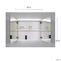 Spiegelkast Sanicare Qlassics Ambiance 80 Cm 2 Deuren Zijdeglans Wit -Sealkin Badkamermeubilair Winkel spiegelkast sanicare tech qlassics ambiance 80 cm 2 deuren tech 1