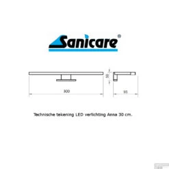 Spiegelverlichting Sanicare LED Anna 2,5 Watt 30 Cm Chroom -Sealkin Badkamermeubilair Winkel spiegelverlichting sanicare led anna 30 cm mat zwart tech 1