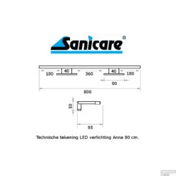 Spiegelverlichting Sanicare LED Anna 80 Cm Mat Zwart -Sealkin Badkamermeubilair Winkel spiegelverlichting sanicare led anna 80 cm mat zwart tech