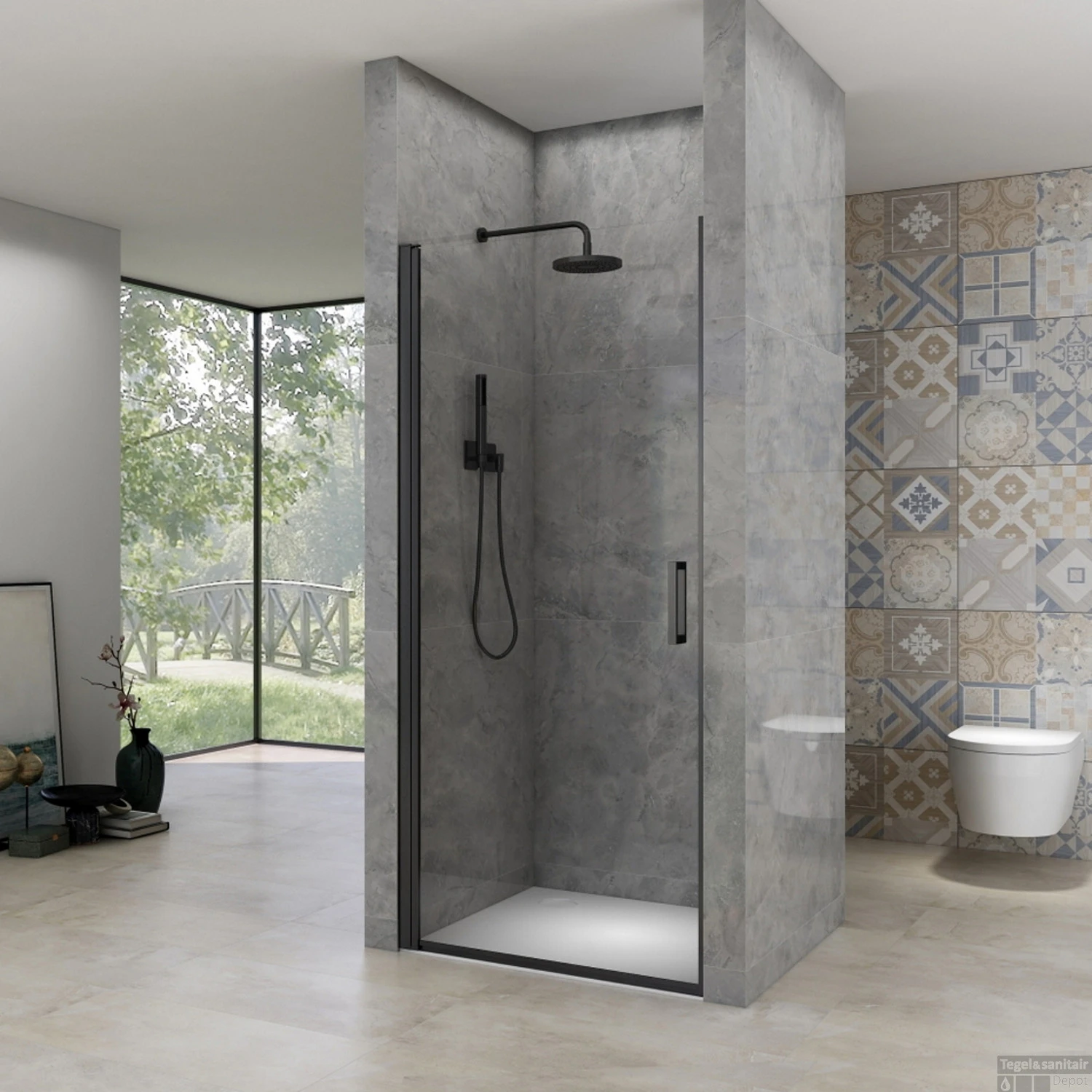 Nisdeur Van Rijn ST02 Draaideur 76x200 Cm 6 Mm Zwart 3 Nisdeur Van Rijn ST02 Draaideur 76x200 Cm 6 Mm Zwart